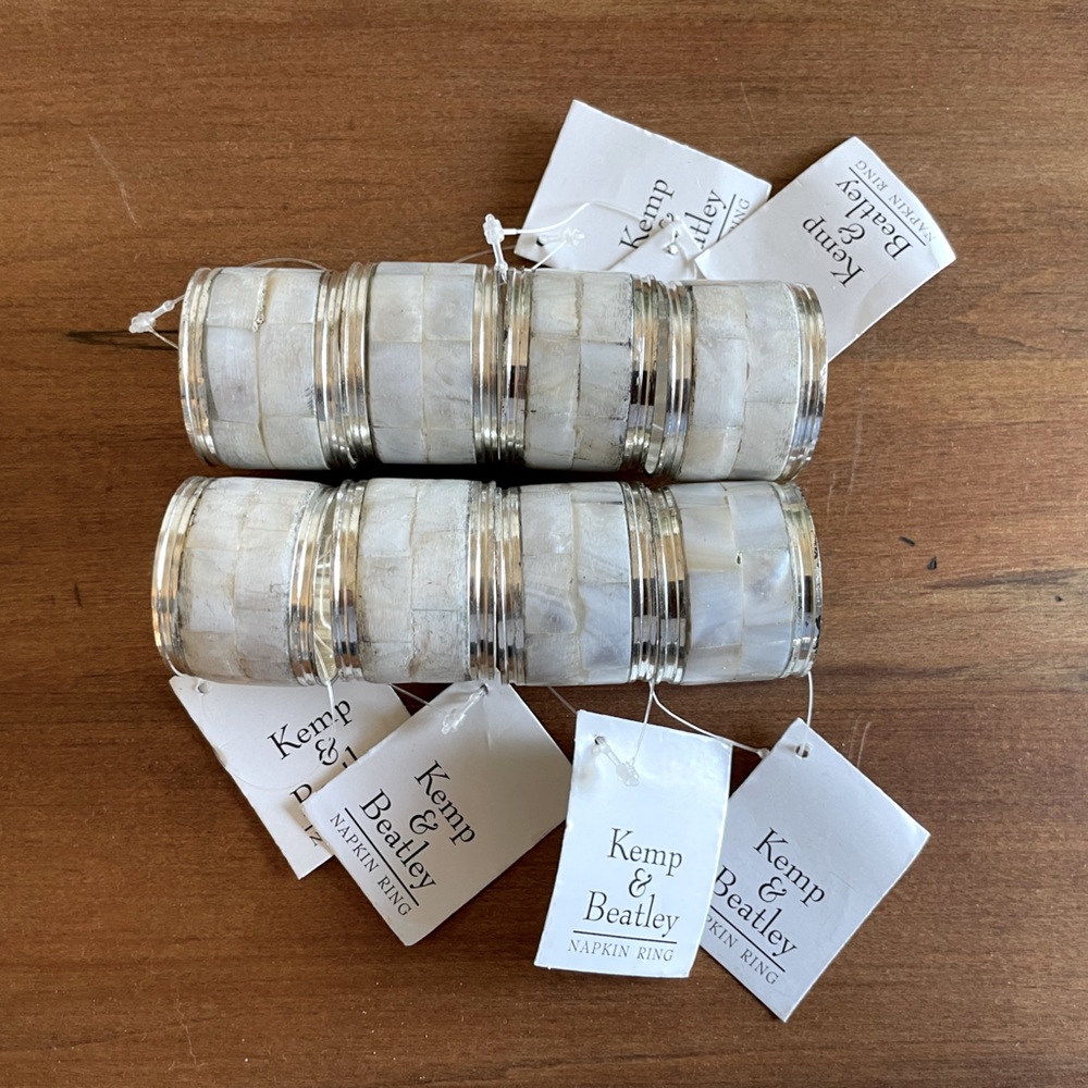 Set of Eight Kemp & Beatley Mother of Pearl Napkin Rings
